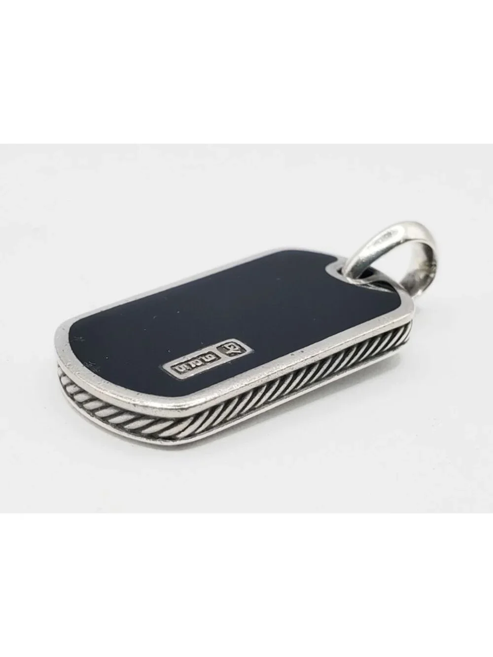 David Yurman Chevron Tag Sterling Silver with Black Onyx